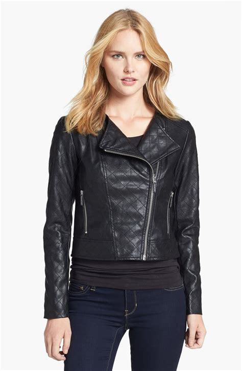 michael kors faux leather biker jacket|Michael Kors leather motorcycle jacket.